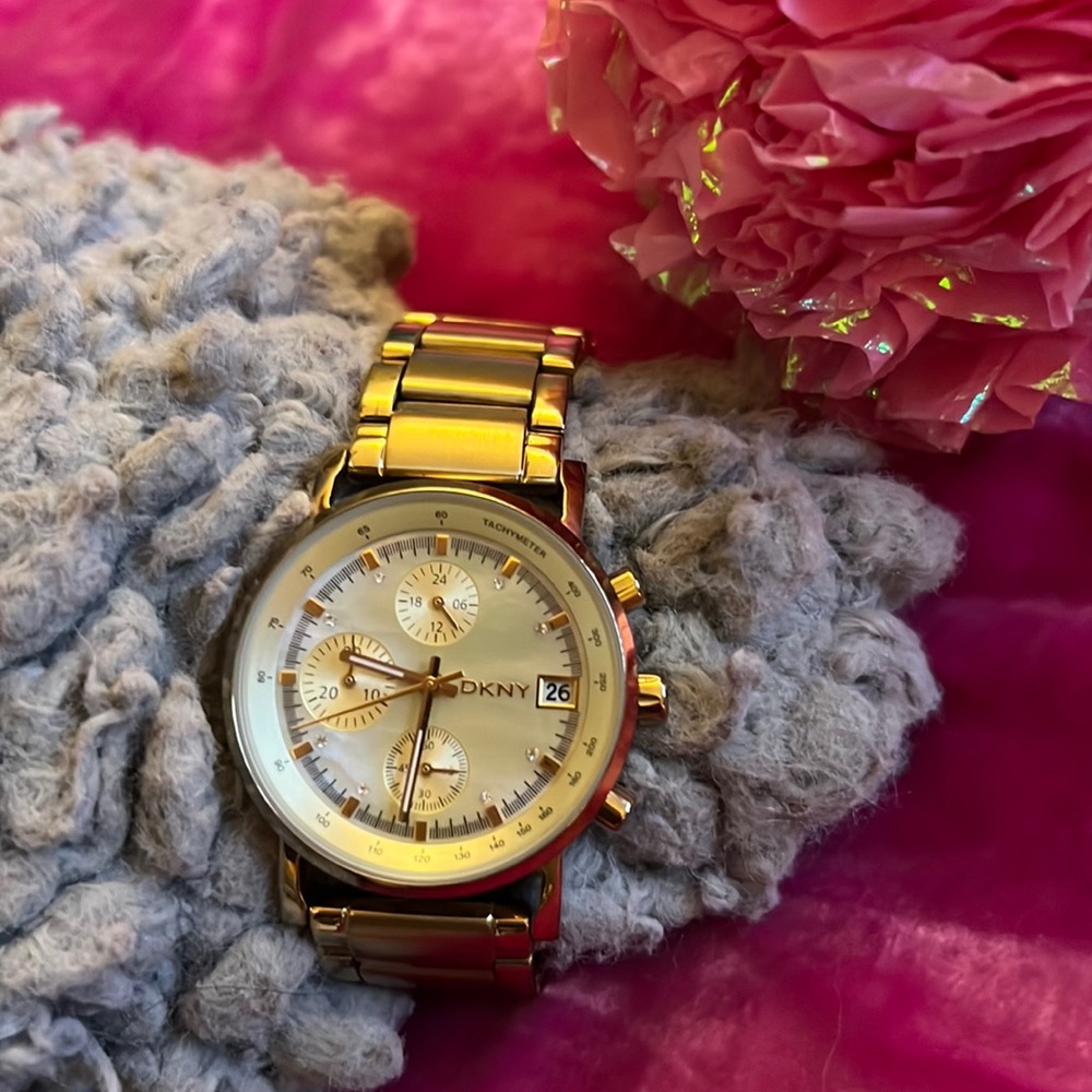 DKNY Gold tone Stainless Steel Chronograph Watch